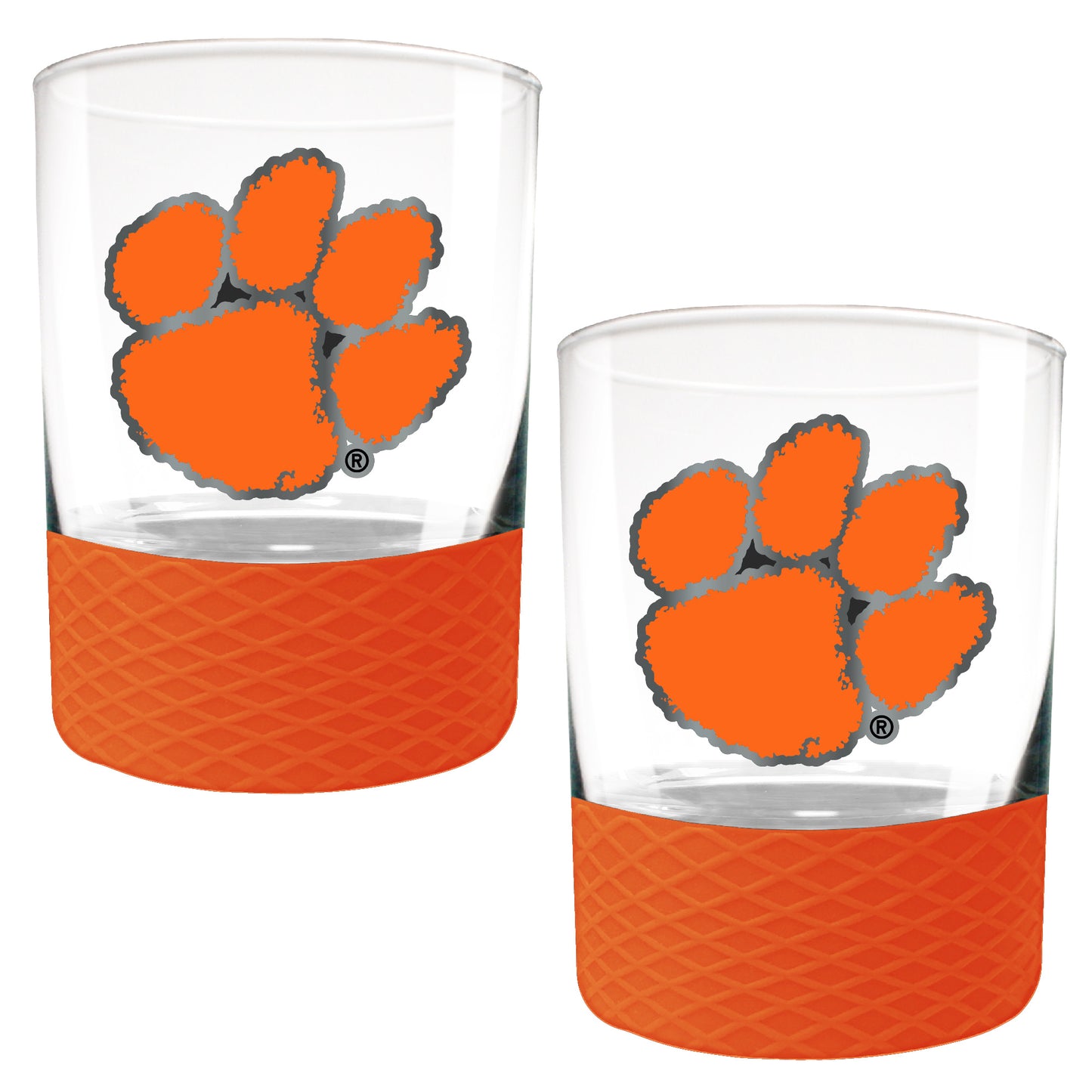 Clemson Tigers 2-Pack 14oz. Rocks Glass Set with Silcone Grip