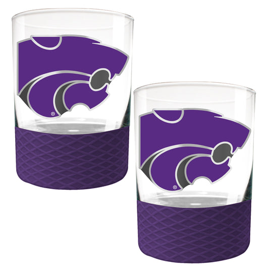 Kansas State Wildcats 2-Pack 14oz. Rocks Glass Set with Silcone Grip