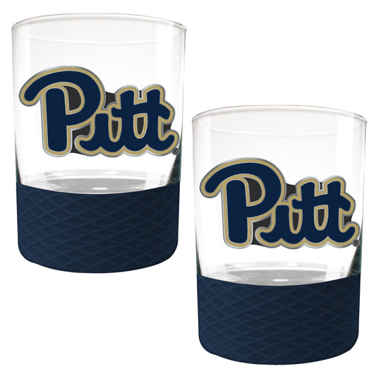 Pitt Panthers 2-Pack 14oz. Rocks Glass Set with Silcone Grip