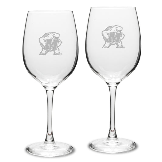 Maryland Terrapins 2-Piece 16oz. White Wine Glasses Set