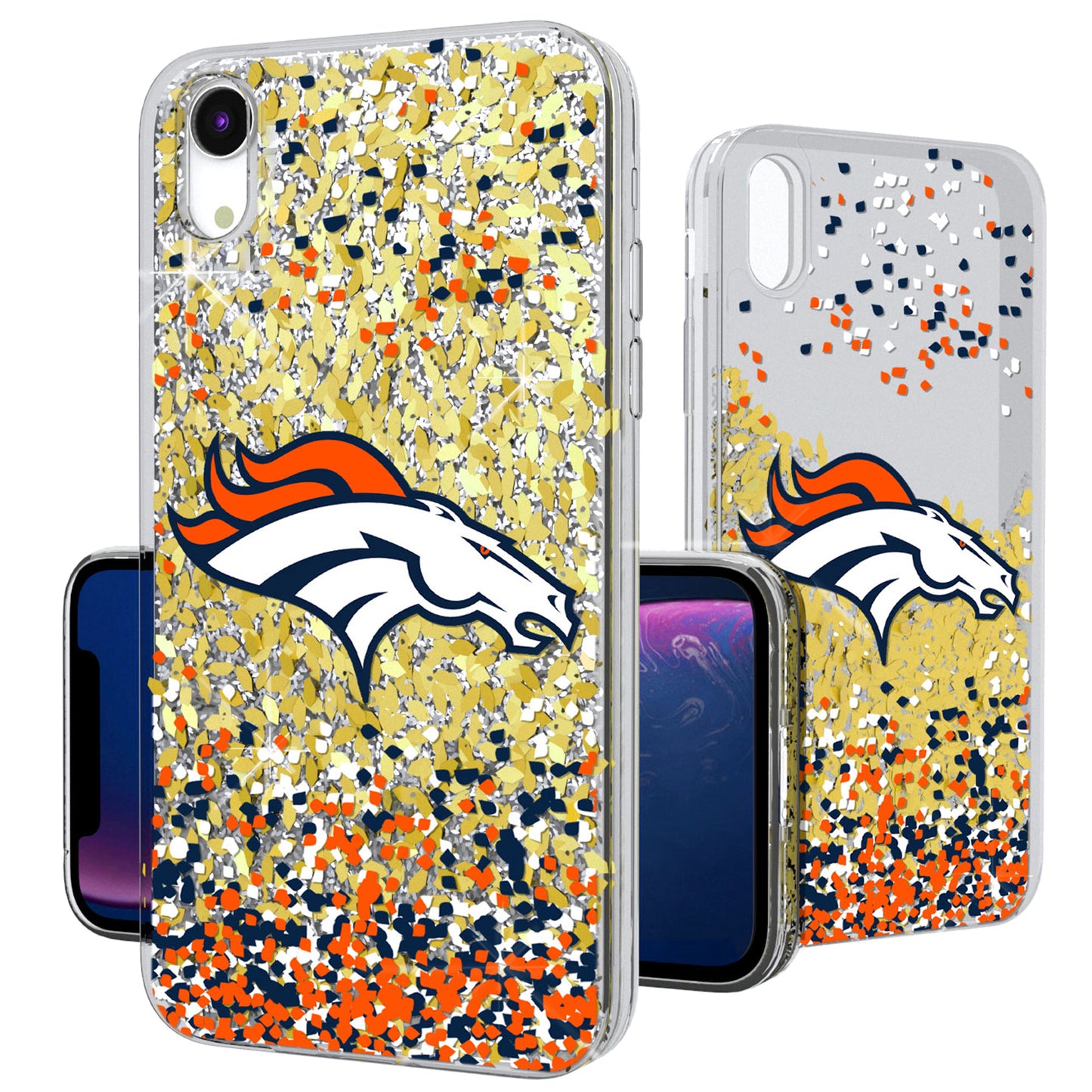 Denver Broncos iPhone Glitter Case with Confetti Design