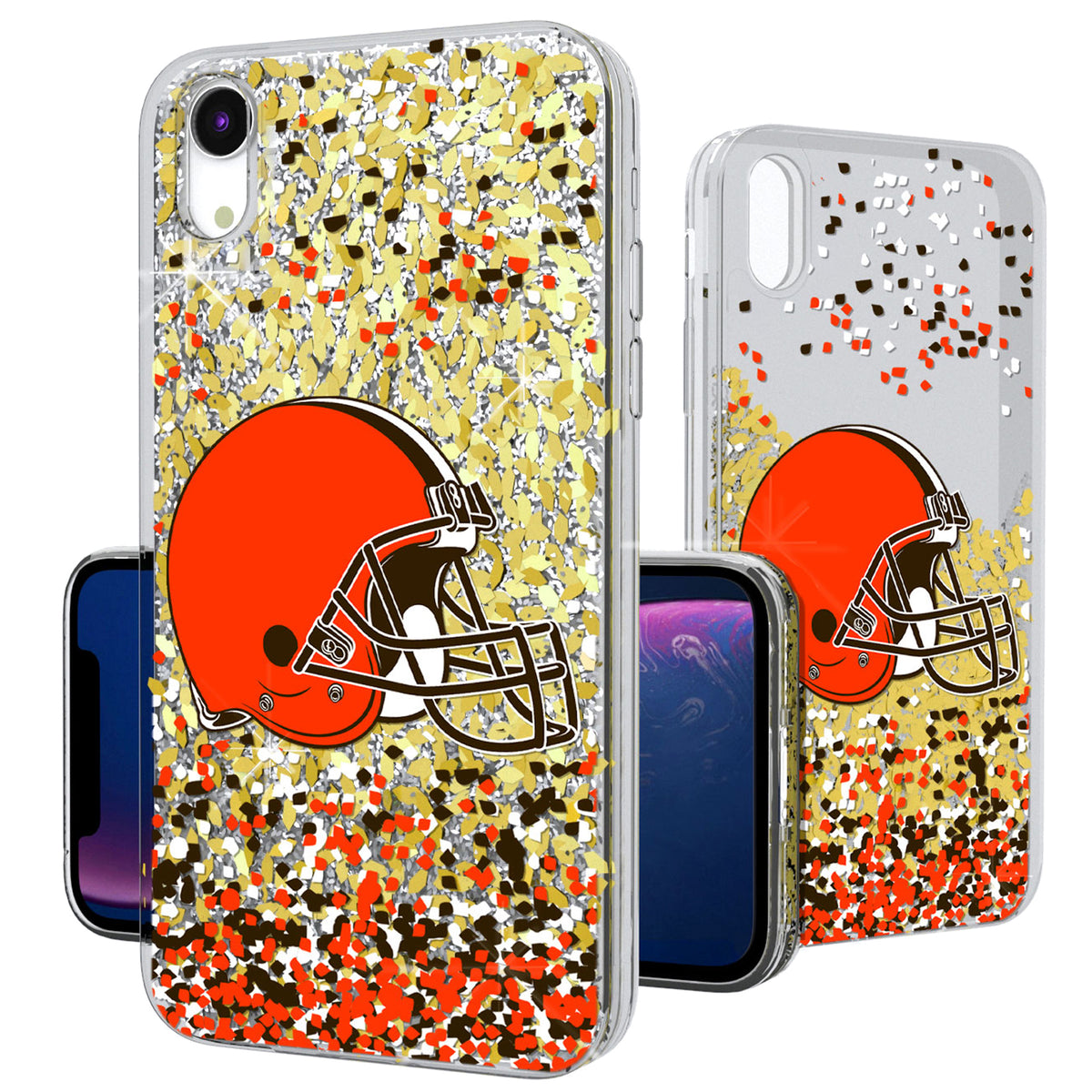 Cleveland Browns iPhone Glitter Case with Confetti Design