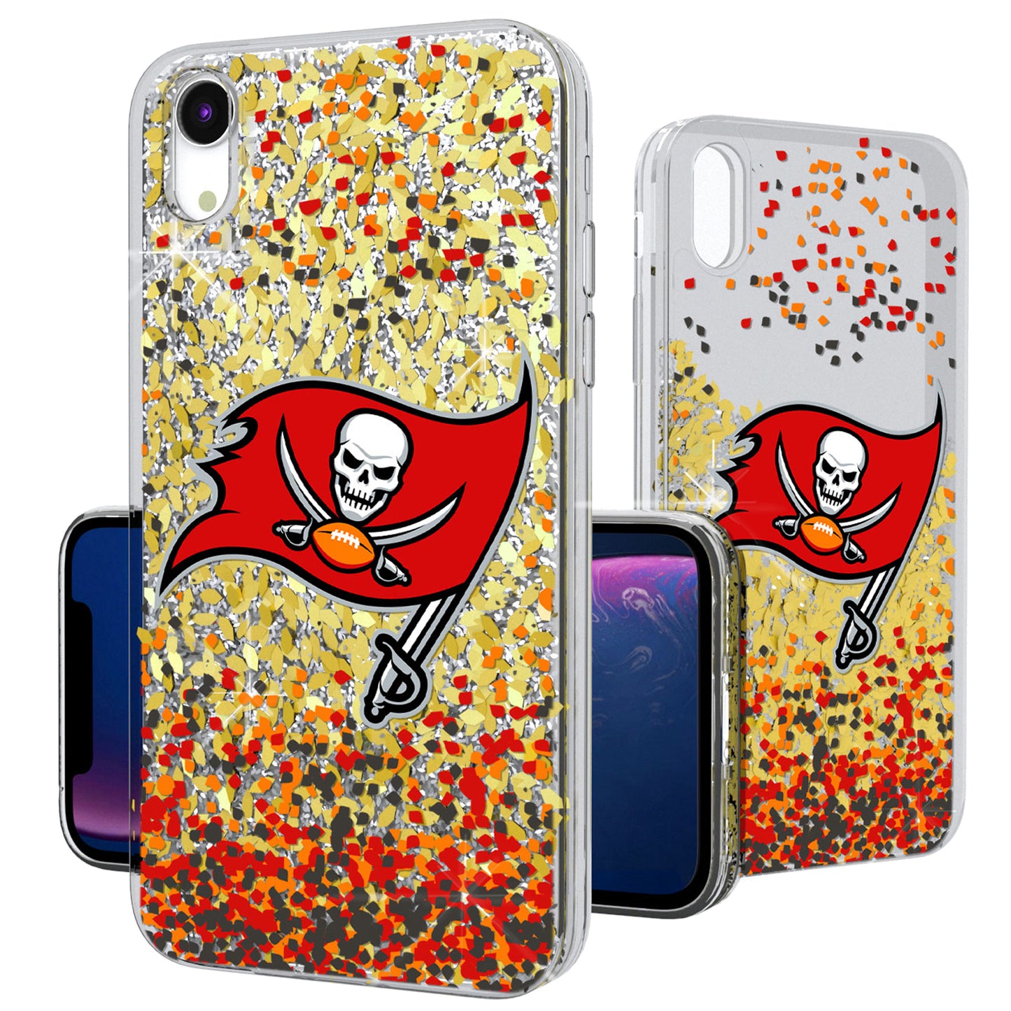 Tampa Bay Buccaneers iPhone Glitter Case with Confetti Design