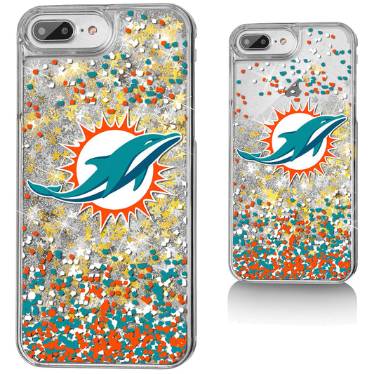 Miami Dolphins iPhone Glitter Case with Confetti Design