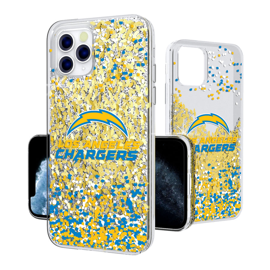 Los Angeles Chargers iPhone Glitter Case with Confetti Design