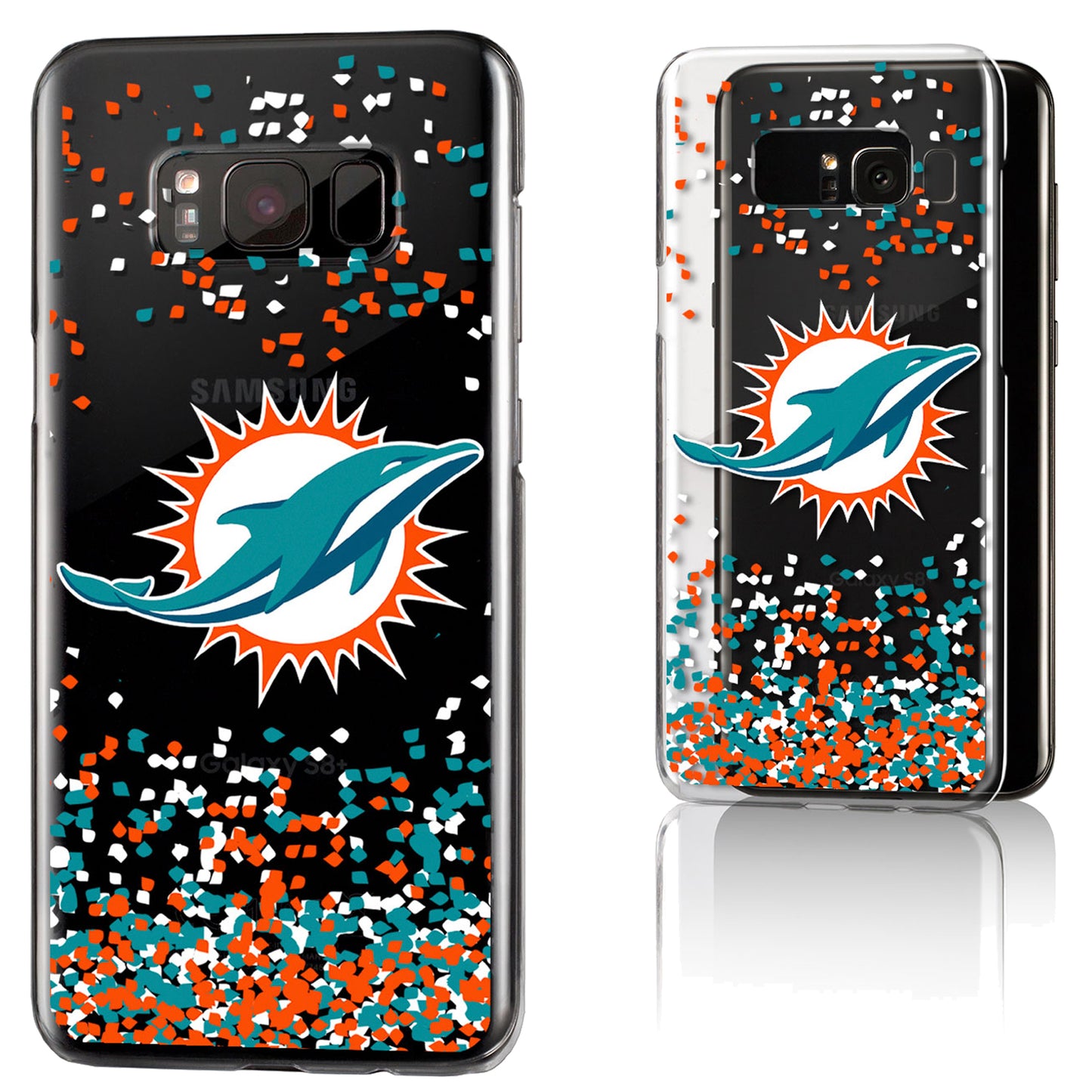 Miami Dolphins Galaxy Clear Case with Confetti Design