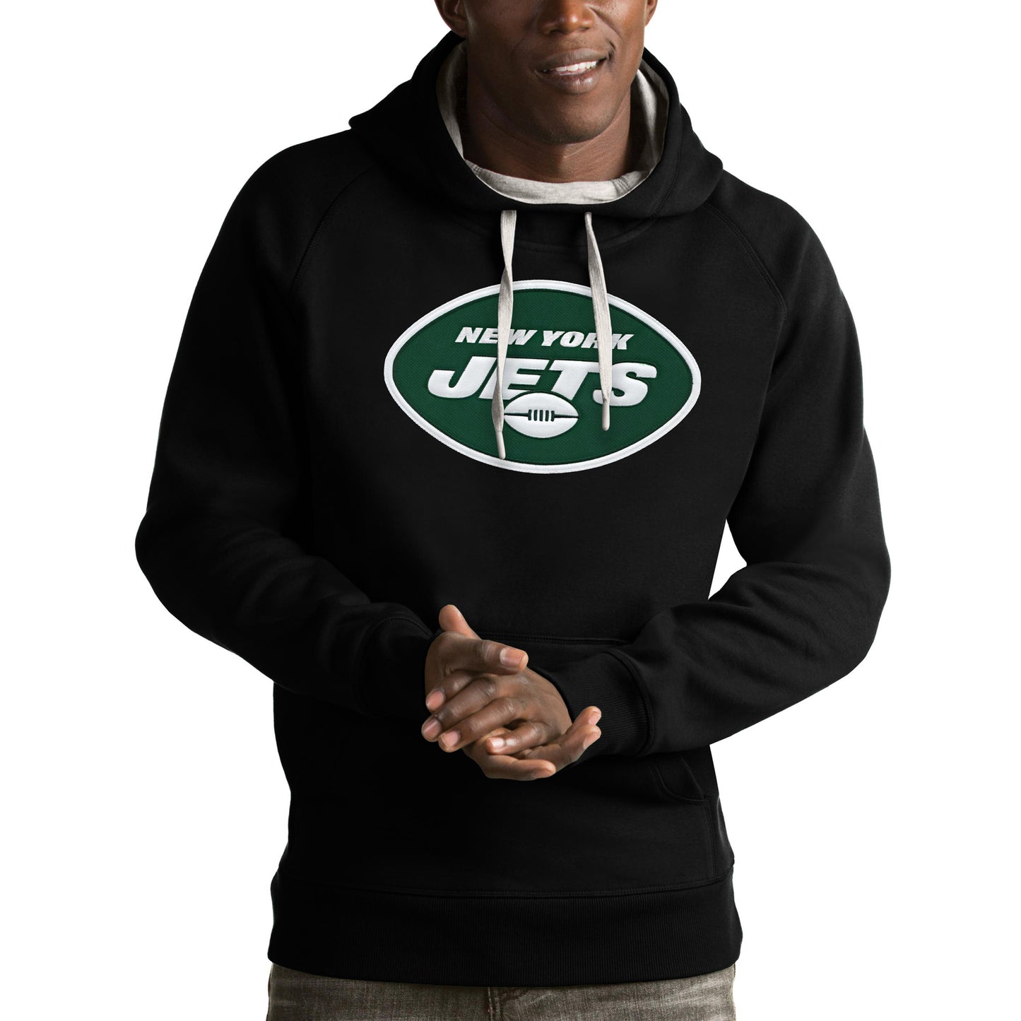 New York Jets Antigua Victory Pullover Hoodie - Black