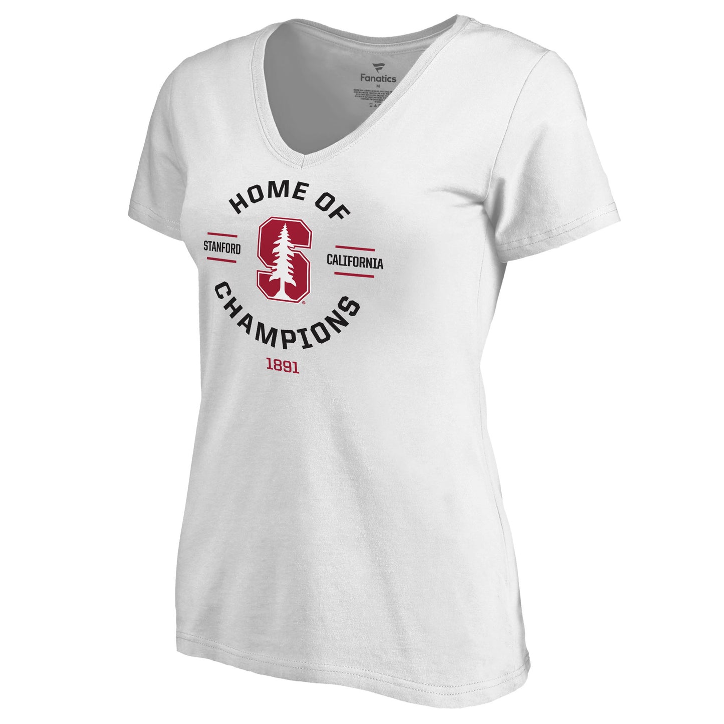 Stanford Cardinal Women's Home of Champions V-Neck T-Shirt - White