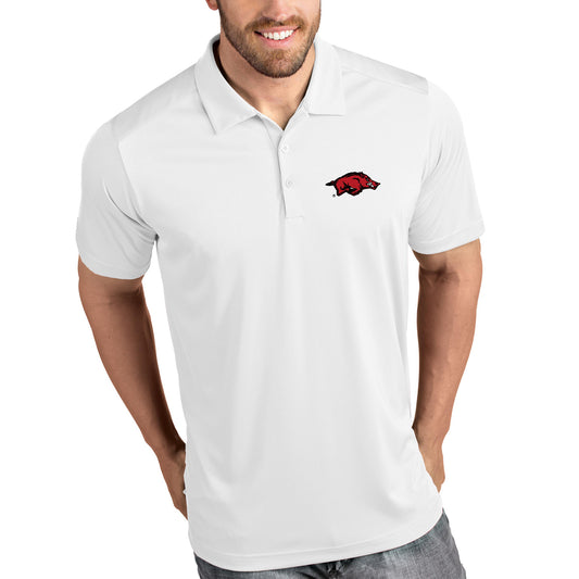 Arkansas Razorbacks Antigua Tribute Polo - White