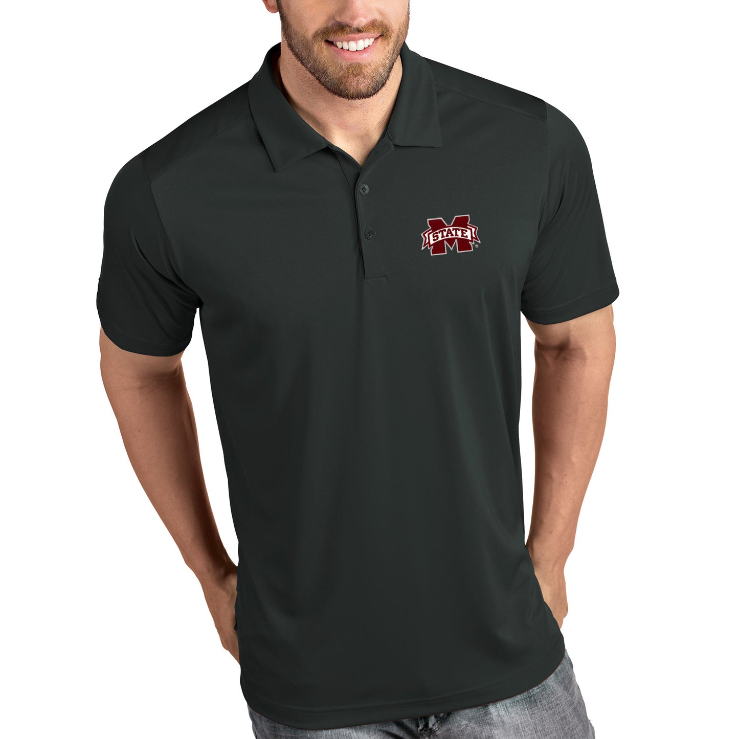 Mississippi State Bulldogs Antigua Tribute Polo - Charcoal