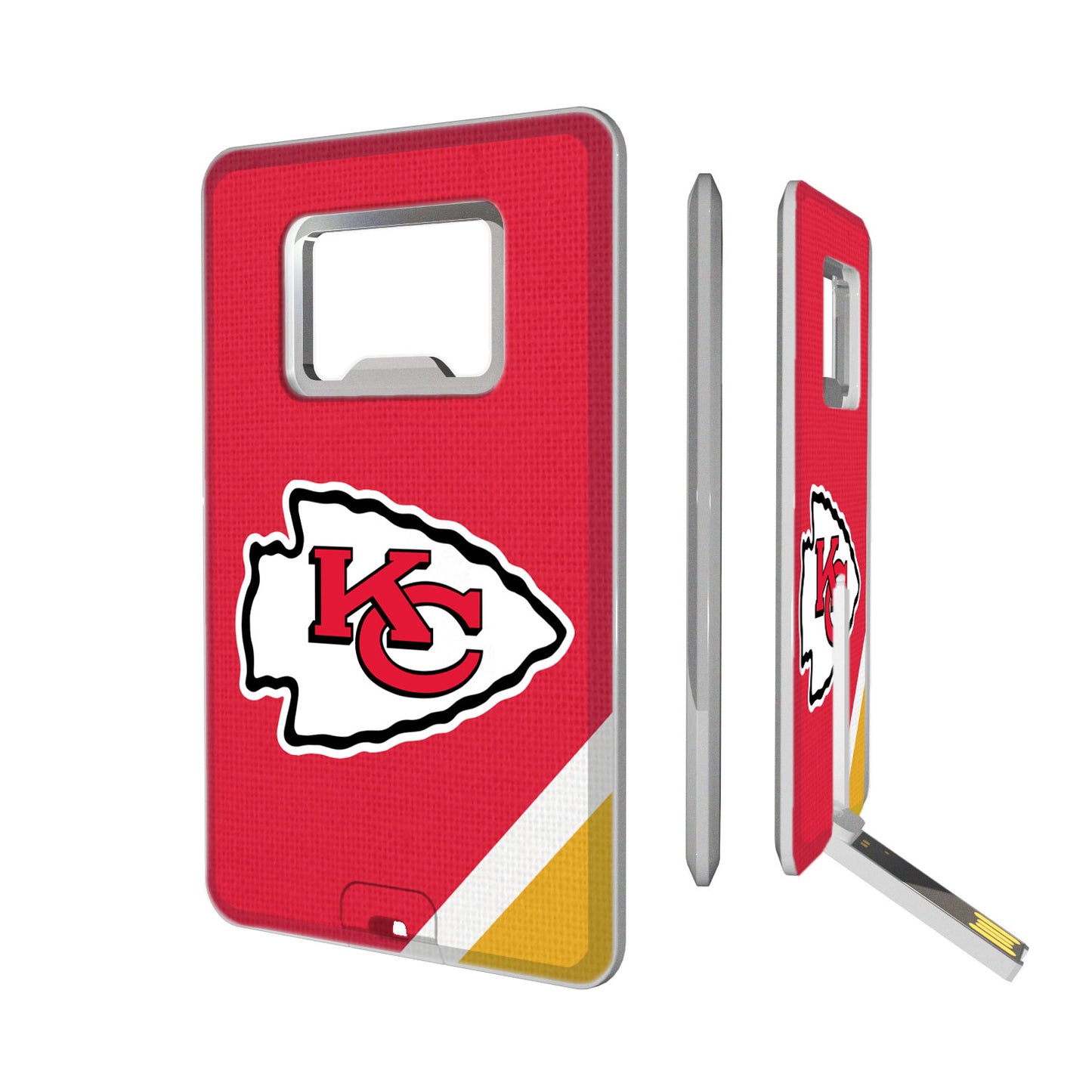 Kansas City Chiefs Diagonal Stripe Credit Card USB Drive & Bottle Opener