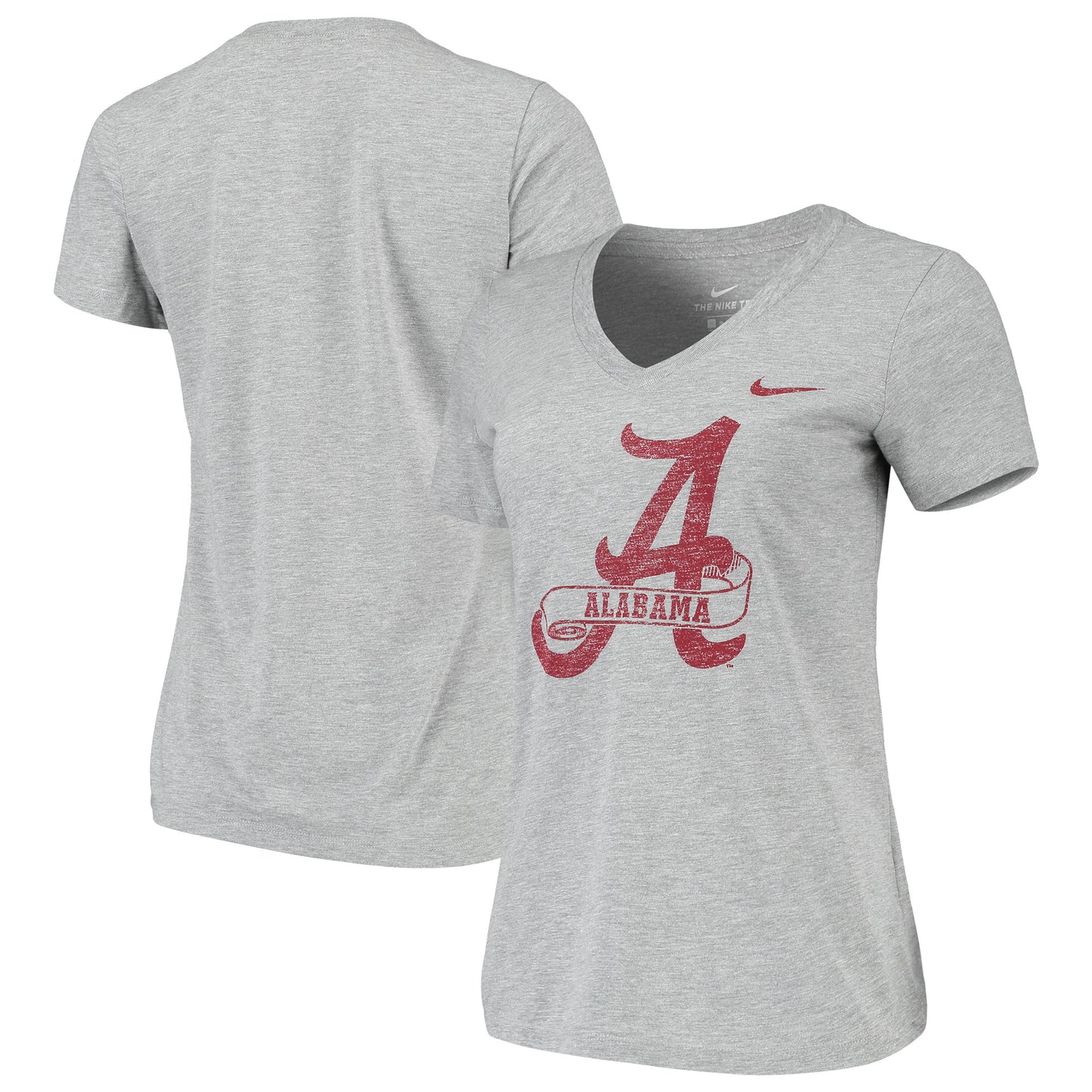 Women's Nike Heathered Gray Alabama Crimson Tide Vault Tri-Blend V-Neck T-Shirt