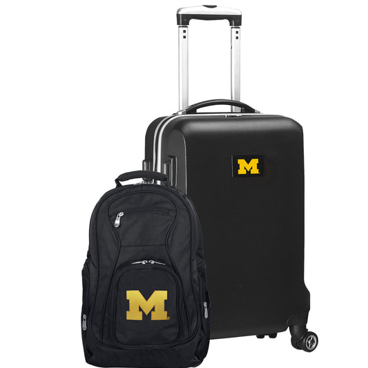 Michigan Wolverines Deluxe 2-Piece Backpack and Carry-On Set - Black