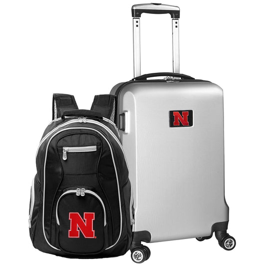 Nebraska Huskers Deluxe 2-Piece Backpack and Carry-On Set - Silver