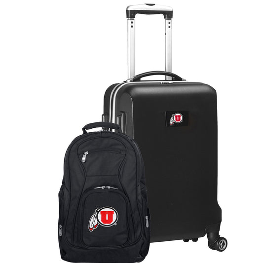 Utah Utes Deluxe 2-Piece Backpack and Carry-On Set - Black
