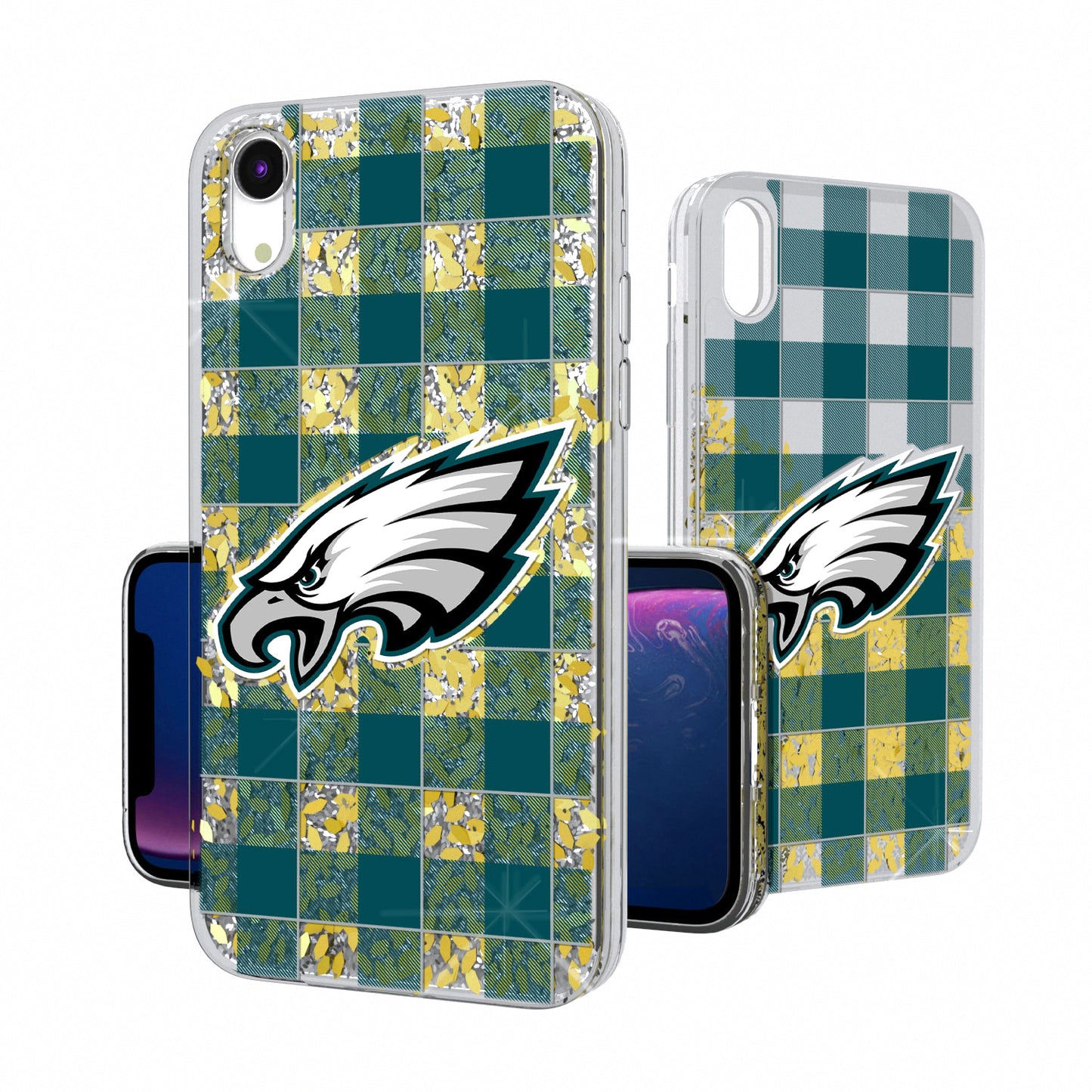 Philadelphia Eagles iPhone Plaid Design Glitter Case