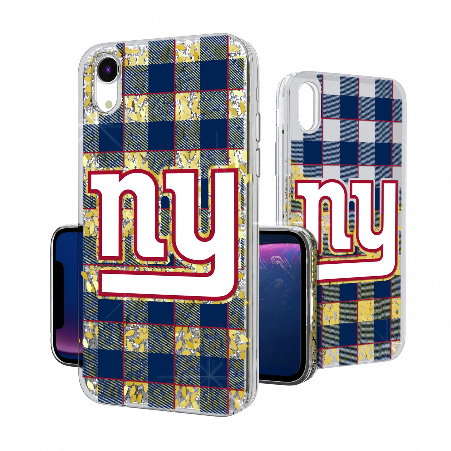 New York Giants iPhone Plaid Design Glitter Case