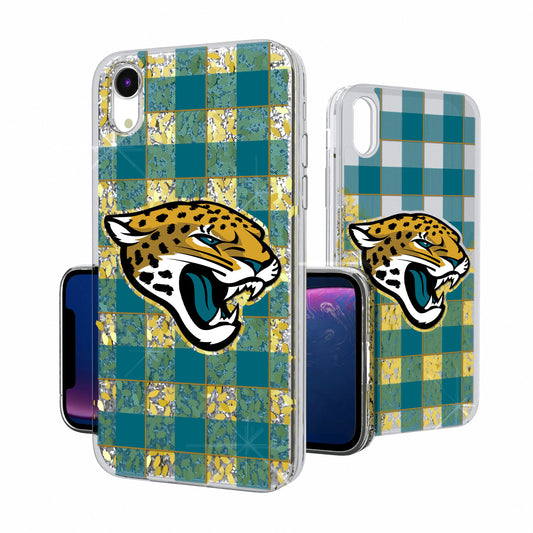 Jacksonville Jaguars iPhone Plaid Design Glitter Case