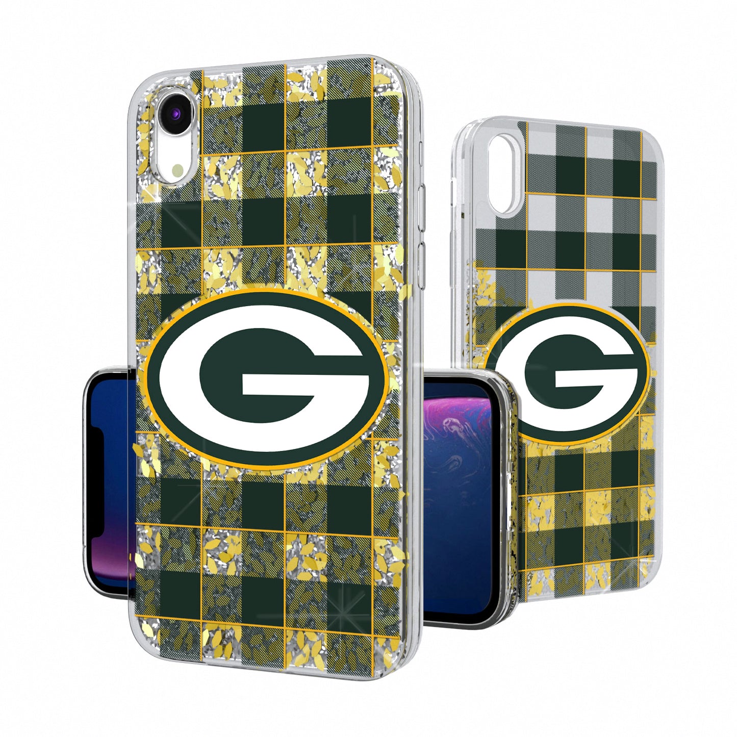 Green Bay Packers iPhone Plaid Design Glitter Case