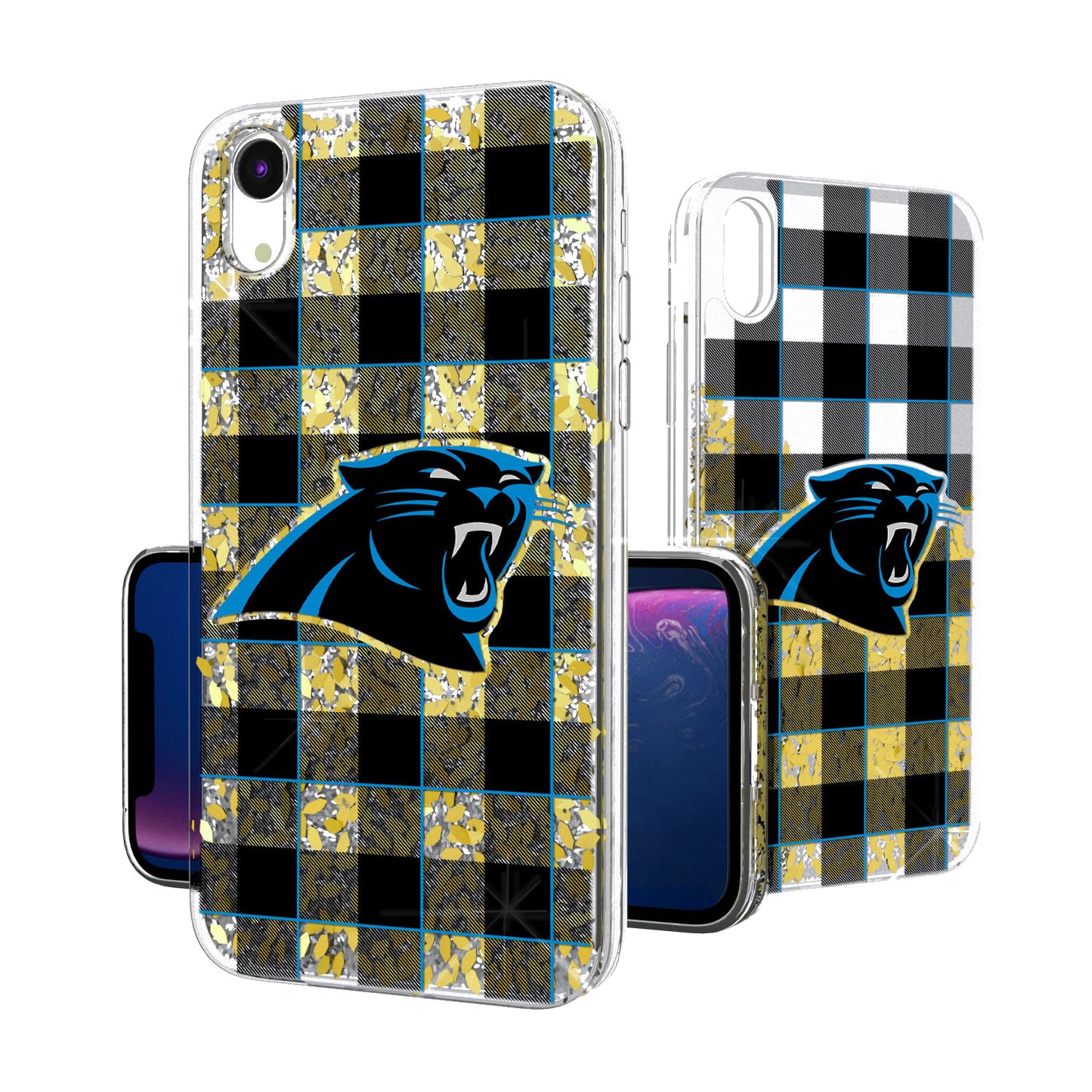 Carolina Panthers iPhone Plaid Design Glitter Case