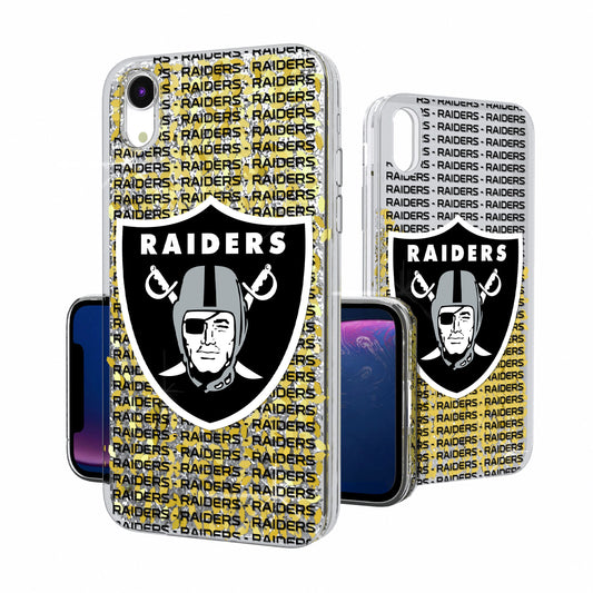 Las Vegas Raiders iPhone Text Backdrop Design Glitter Case