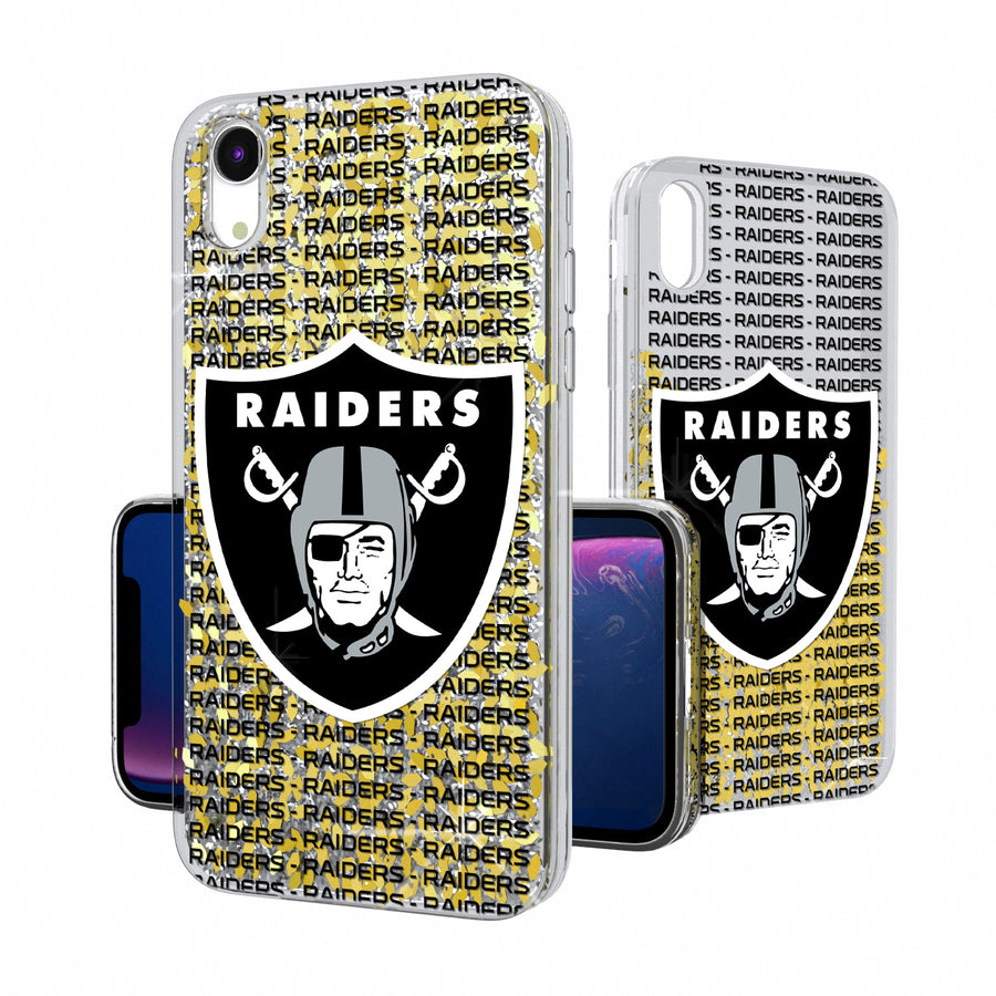 Las Vegas Raiders iPhone Text Backdrop Design Glitter Case