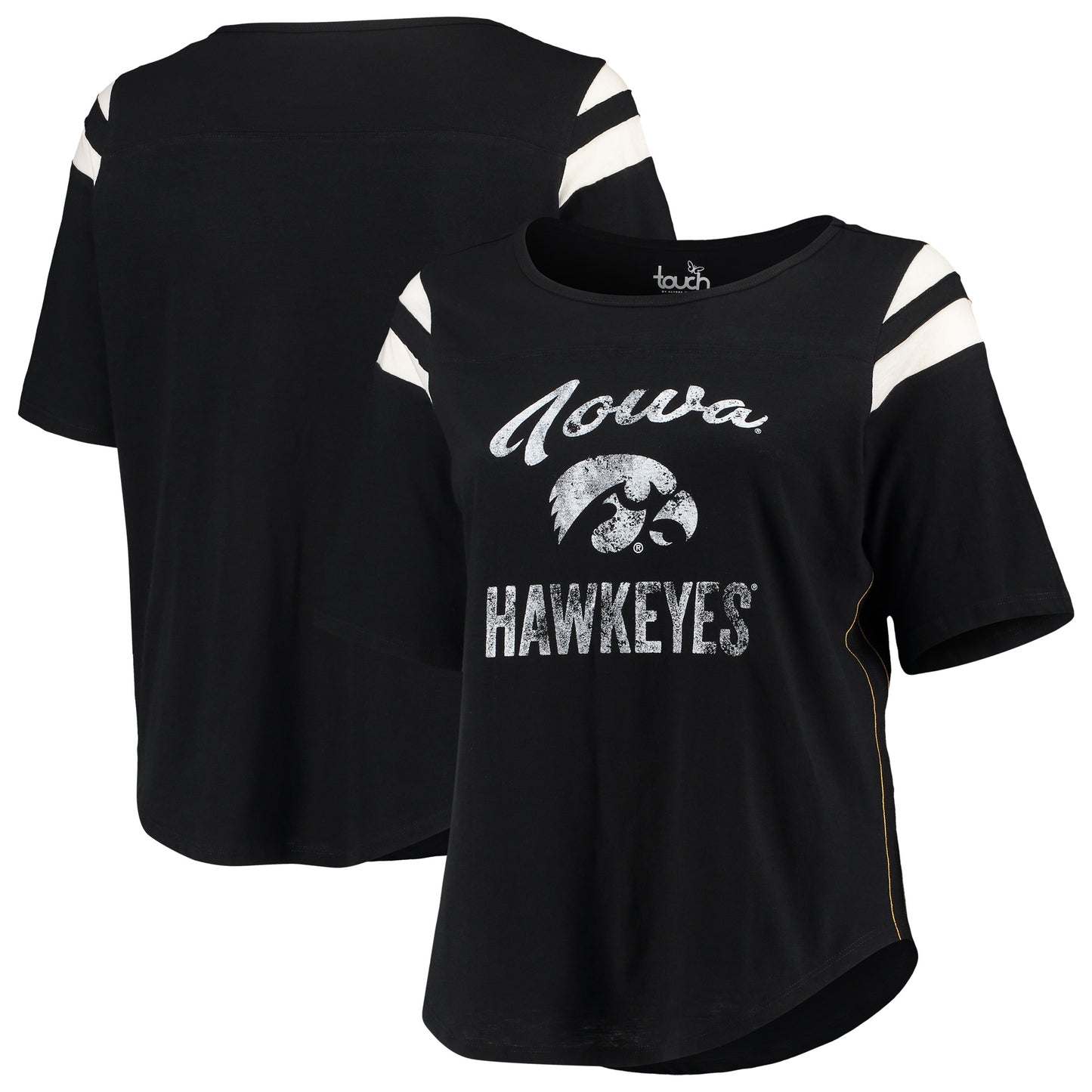 Women's Touch by Alyssa Milano Black Iowa Hawkeyes Plus Size Linebacker Half-Sleeve T-Shirt