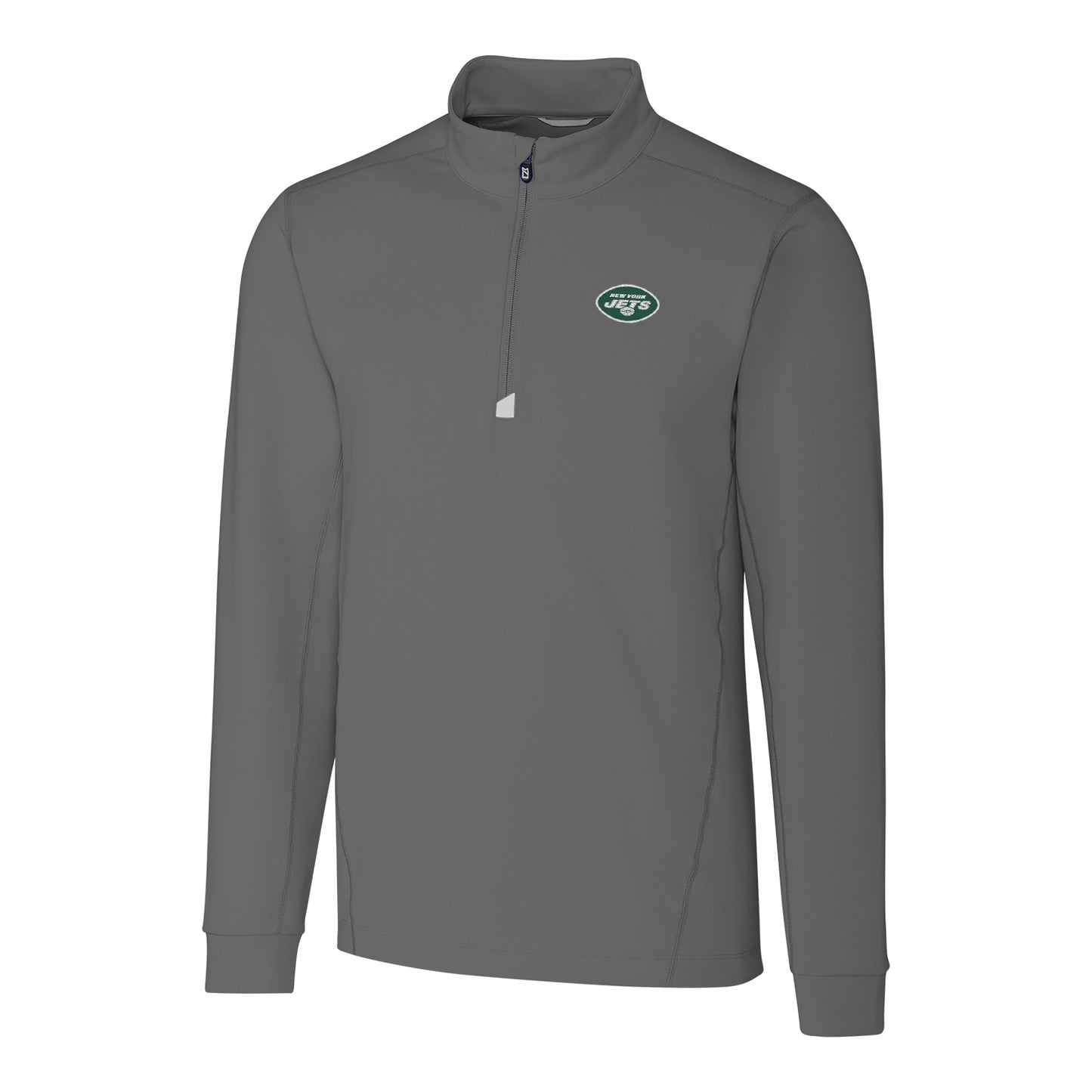 Men's Cutter & Buck Gray New York Jets Big & Tall Logo Traverse Half-Zip Pullover Jacket