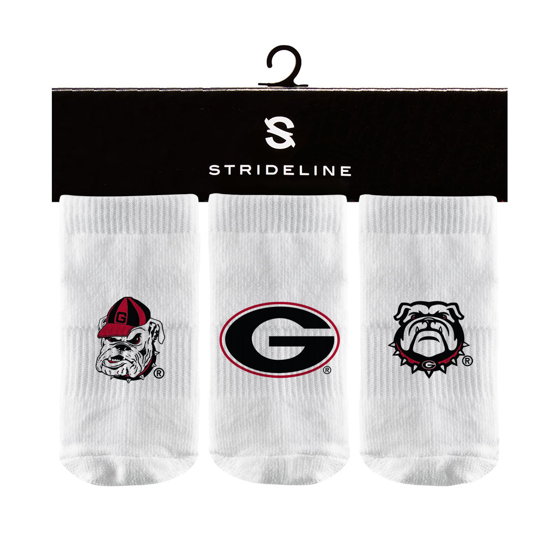 Newborn & Infant Strideline White Georgia Bulldogs Three-Pack Booties