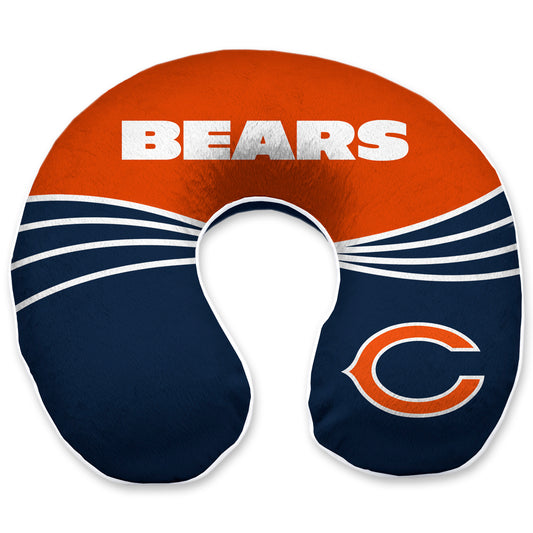 Chicago Bears Wave Memory Foam U-Neck Travel Pillow - Blue