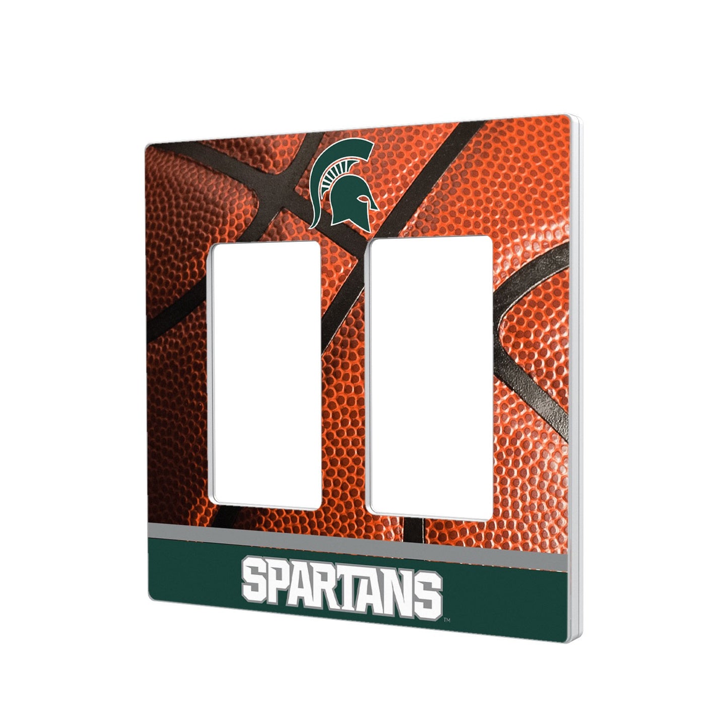 Michigan State Spartans Basketball Design Double Rocker Light Switch Plate