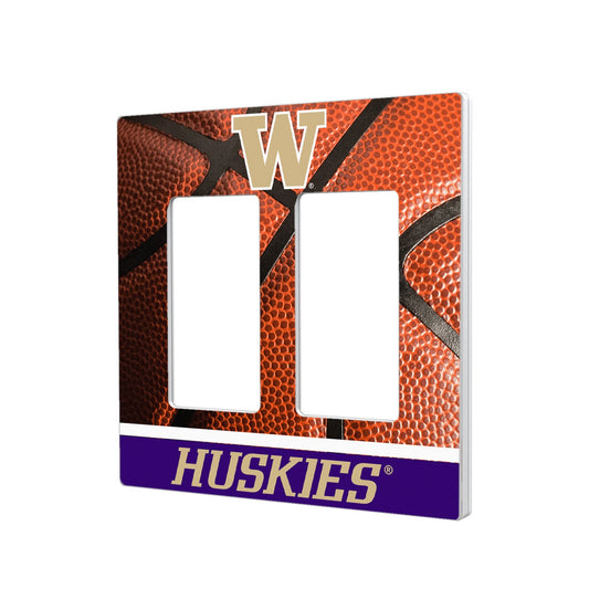 Washington Huskies Basketball Design Double Rocker Light Switch Plate