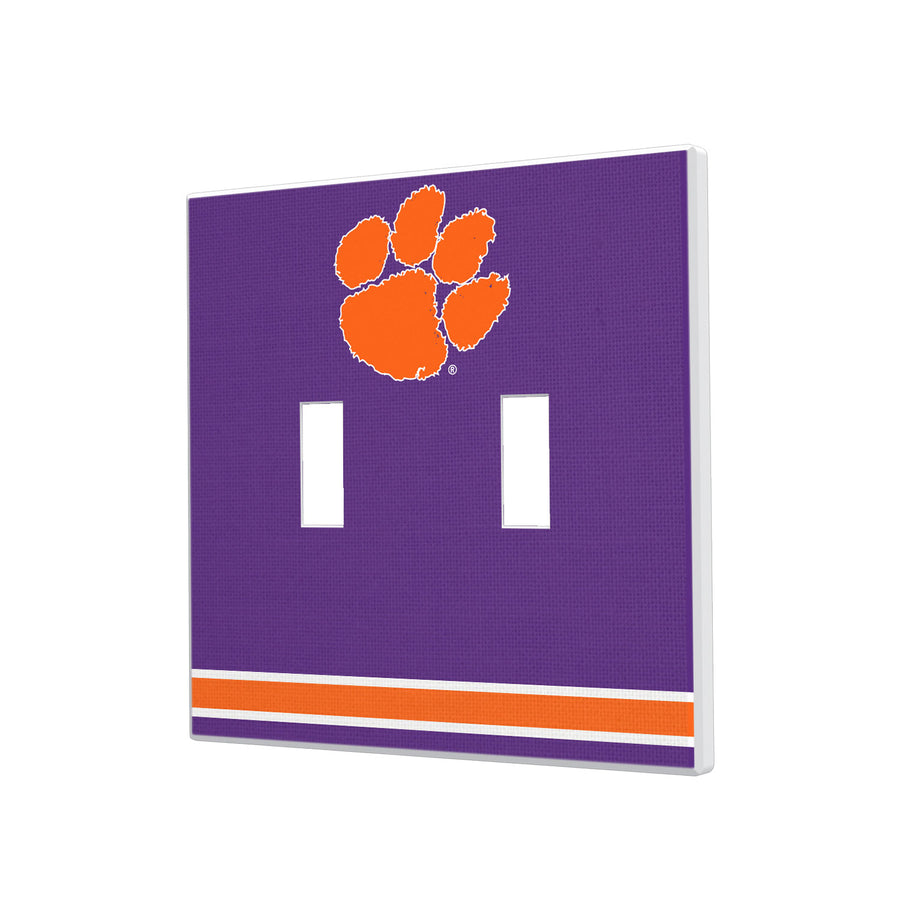Clemson Tigers Stripe Design Double Toggle Light Switch Plate