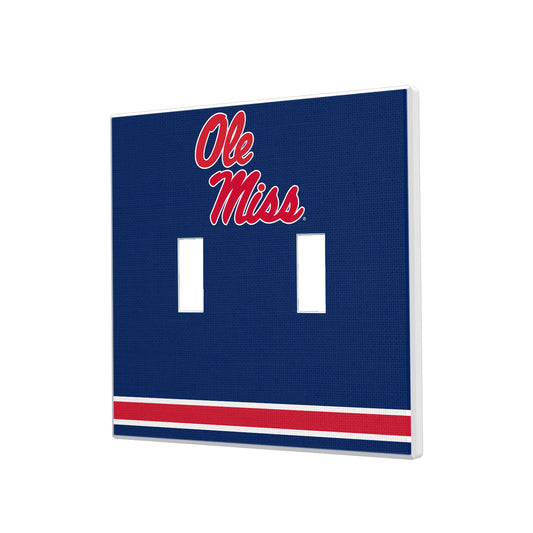 Ole Miss Rebels Stripe Design Double Toggle Light Switch Plate