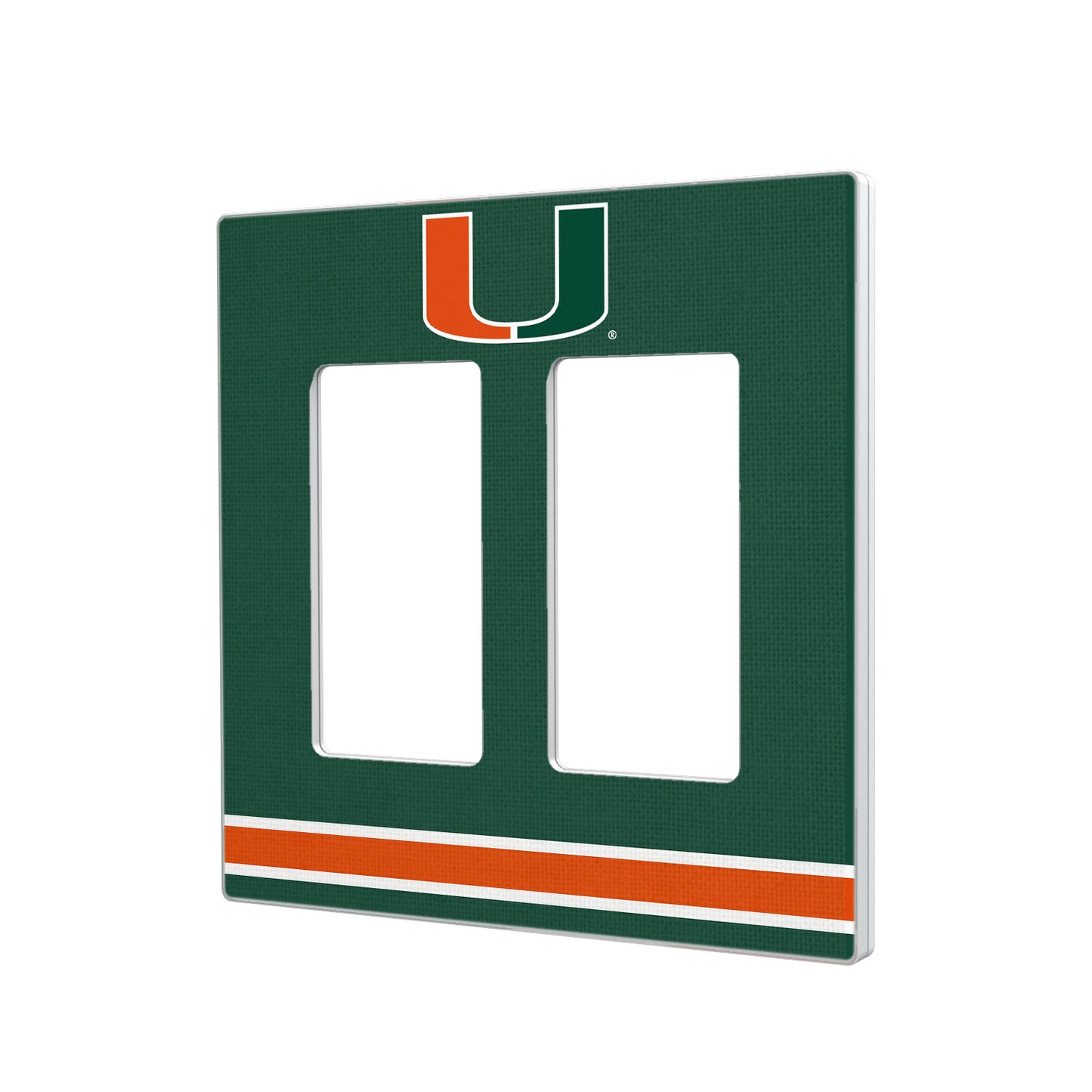 Miami Hurricanes Stripe Design Double Rocker Light Switch Plate
