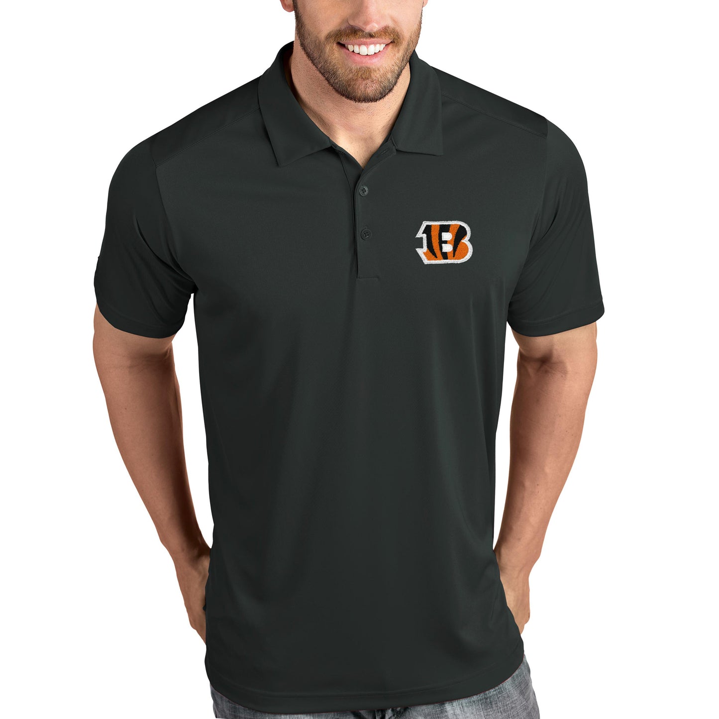 Cincinnati Bengals Antigua Tribute Polo - Charcoal