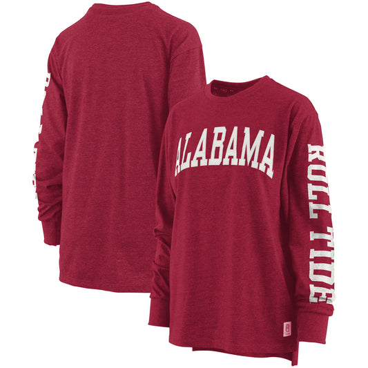 Women's Pressbox Crimson Alabama Crimson Tide Two-Hit Canyon Long Sleeve T-Shirt