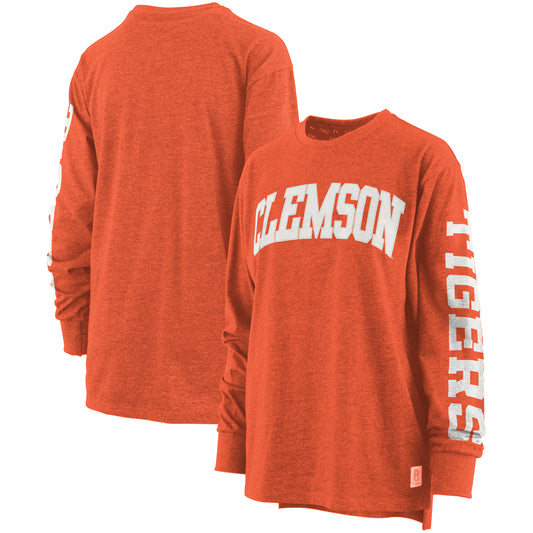 Women's Pressbox Orange Clemson Tigers Plus Size Two-Hit Canyon Long Sleeve T-Shirt