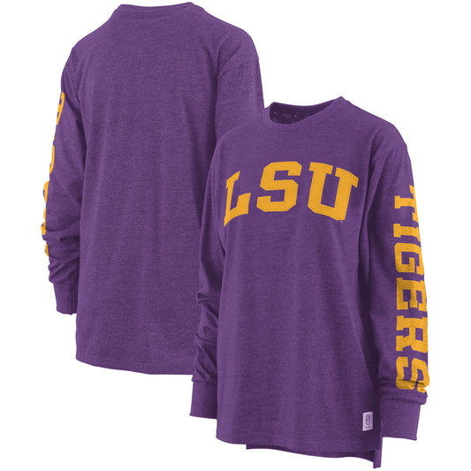 Women's Pressbox Purple LSU Tigers Plus Size Two-Hit Canyon Long Sleeve T-Shirt