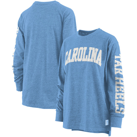 Women's Pressbox Carolina Blue North Carolina Tar Heels Plus Size Two-Hit Canyon Long Sleeve T-Shirt