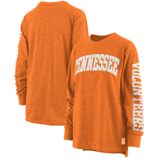 Women's Pressbox Tennessee Orange Tennessee Volunteers Plus Size Two-Hit Canyon Long Sleeve T-Shirt