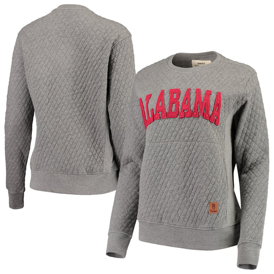 Women's Pressbox Heather Charcoal Alabama Crimson Tide Moose Quilted Pullover Sweatshirt