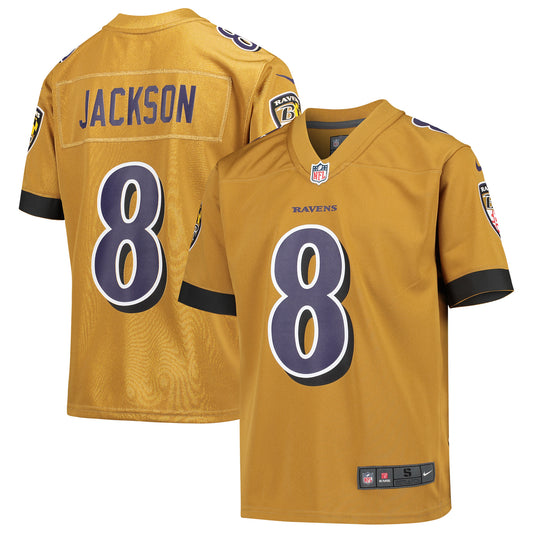 Youth Nike Lamar Jackson Gold Baltimore Ravens Inverted Game Jersey