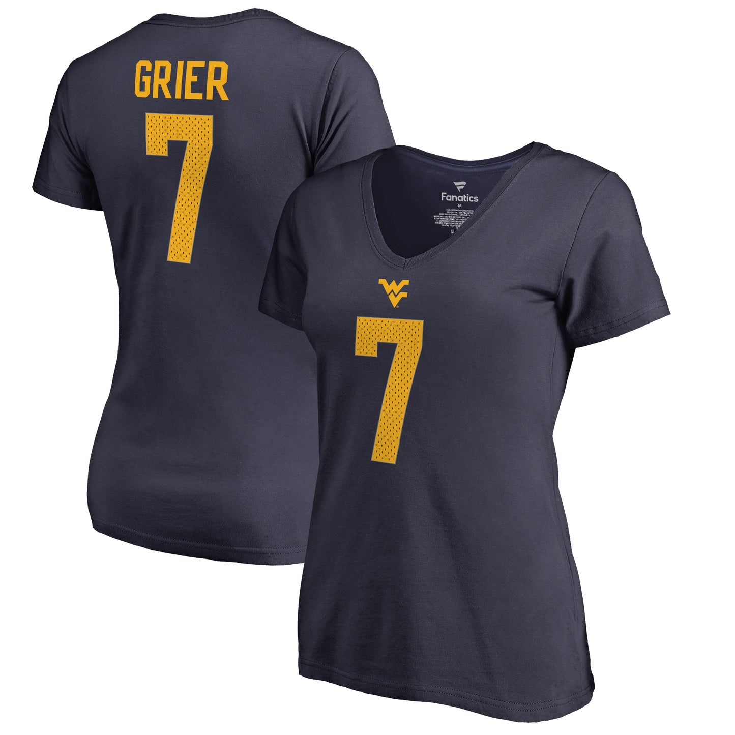 Women's Will Grier Navy West Virginia Mountaineers College Legends Name & Number V-Neck T-Shirt