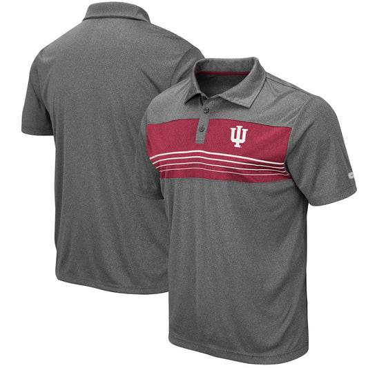 Men's Colosseum Heathered Charcoal Indiana Hoosiers Smithers Polo