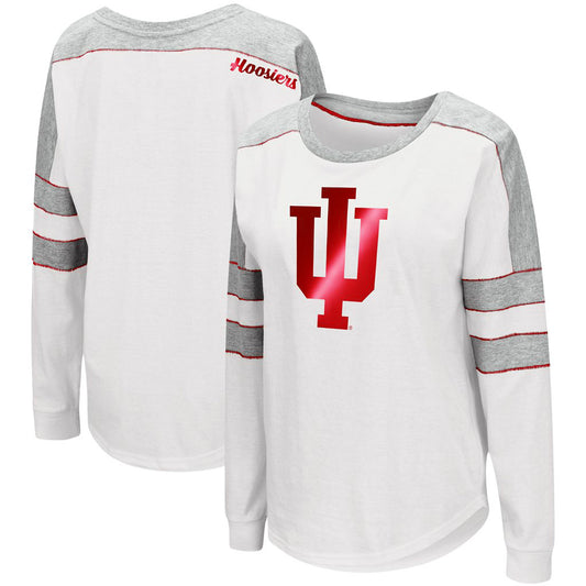 Women's Colosseum White Indiana Hoosiers Trey Dolman Long Sleeve T-Shirt