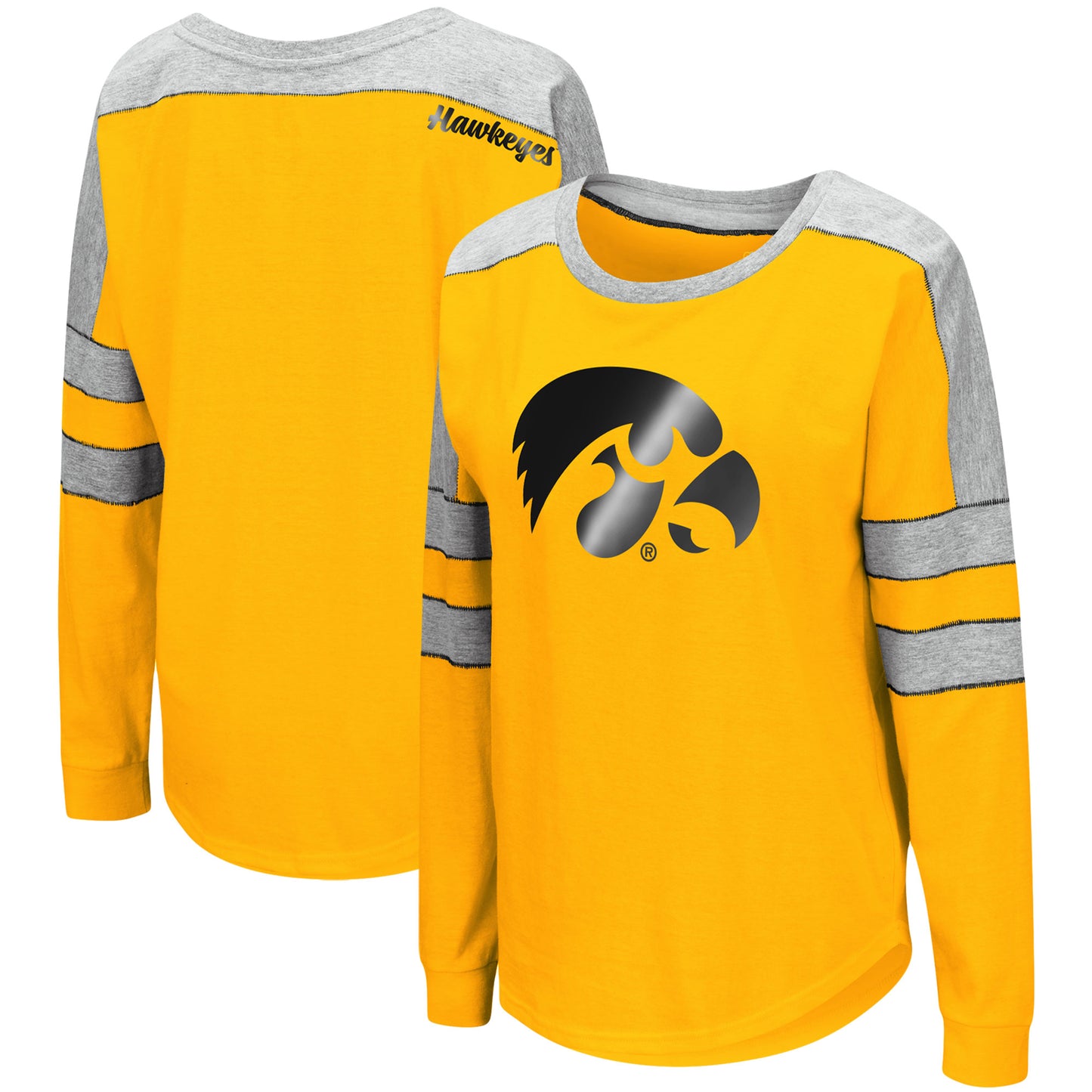 Women's Colosseum Gold Iowa Hawkeyes Trey Dolman Long Sleeve T-Shirt