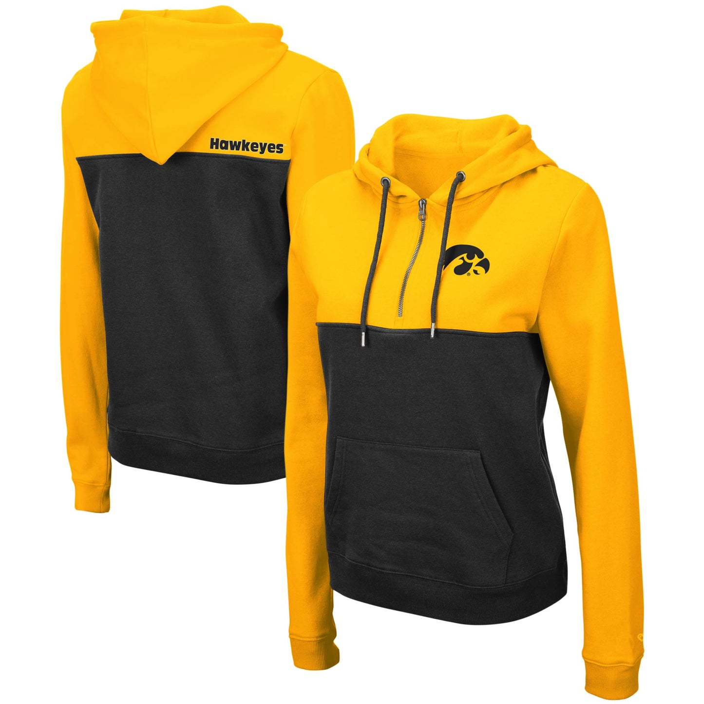 Women's Colosseum Gold/Charcoal Iowa Hawkeyes Aidan Lightweight Half-Zip Hoodie