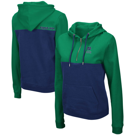 Women's Colosseum Green/Navy Notre Dame Fighting Irish Aidan Lightweight Half-Zip Hoodie