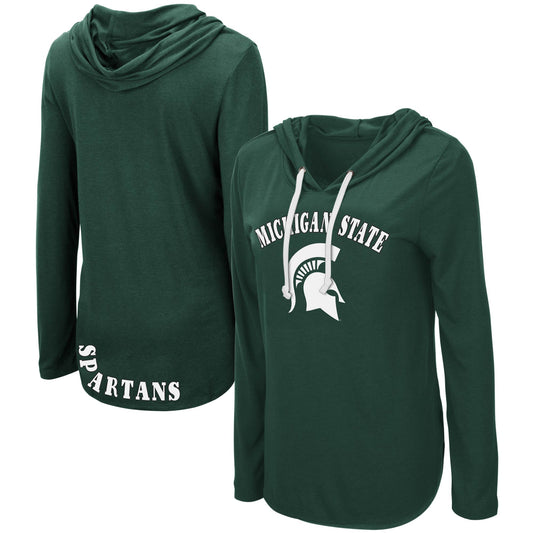 Women's Colosseum Green Michigan State Spartans My Lover Lightweight Hooded Long Sleeve T-Shirt